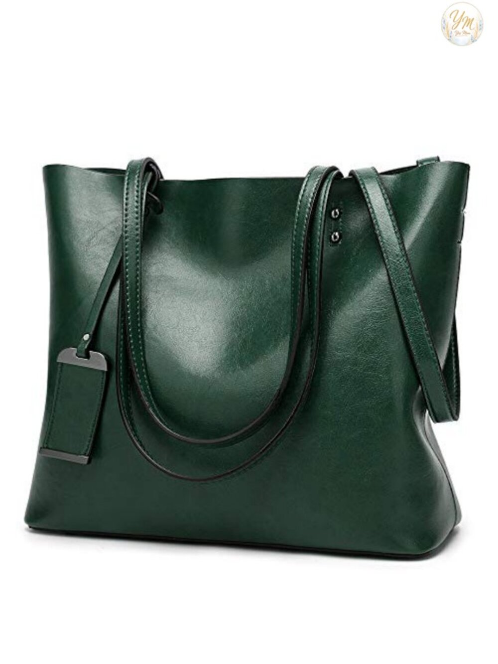 Greased Leather Satchel Tote Bag Removable Shoulder Strap Women